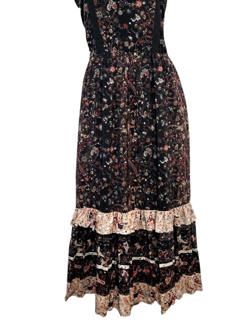 Ulla Johnson Zanna Silk Dress MIdnight Floral Ruffle Midi - Picture 7 of 15